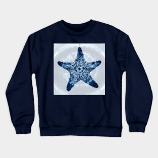 Starfish Mandala Indigo Blue Tie Dye Crewneck Sweatshirt